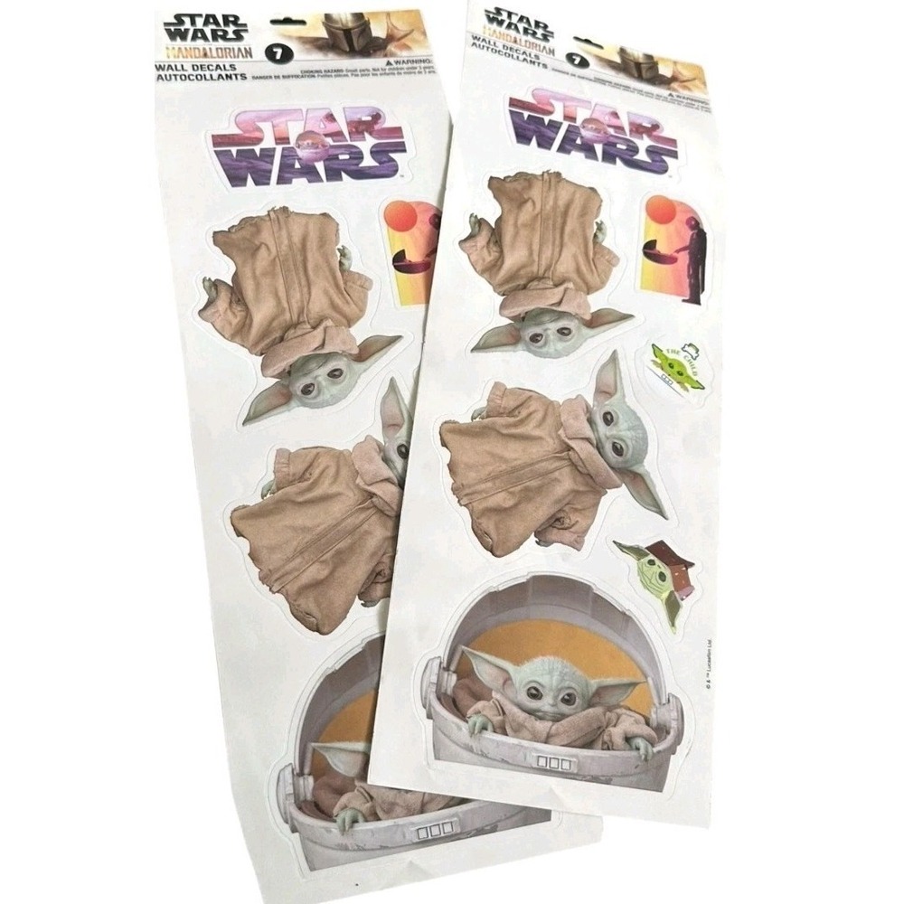 Star‎ Wars The Mandalorian Baby Yoda Wall Decals Reusable Removable 2 Sheets